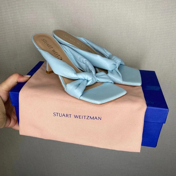 Stuart WeitzmanBlue Slip On Heels Square NIB 9